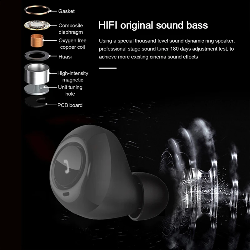 AABB Hifi Портативная Беспроводная Bluetooth гарнитура 5 0 наушники вкладыши бинауральный