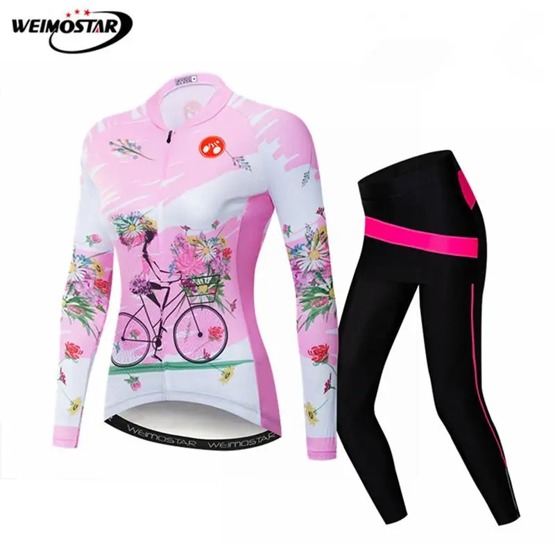 Weimostar Brand Cycling Jersey Set Women Long Sleeve Clothing Autumn Mountain Bike Kit Sport Bicycle Wear Clothes | Спорт и