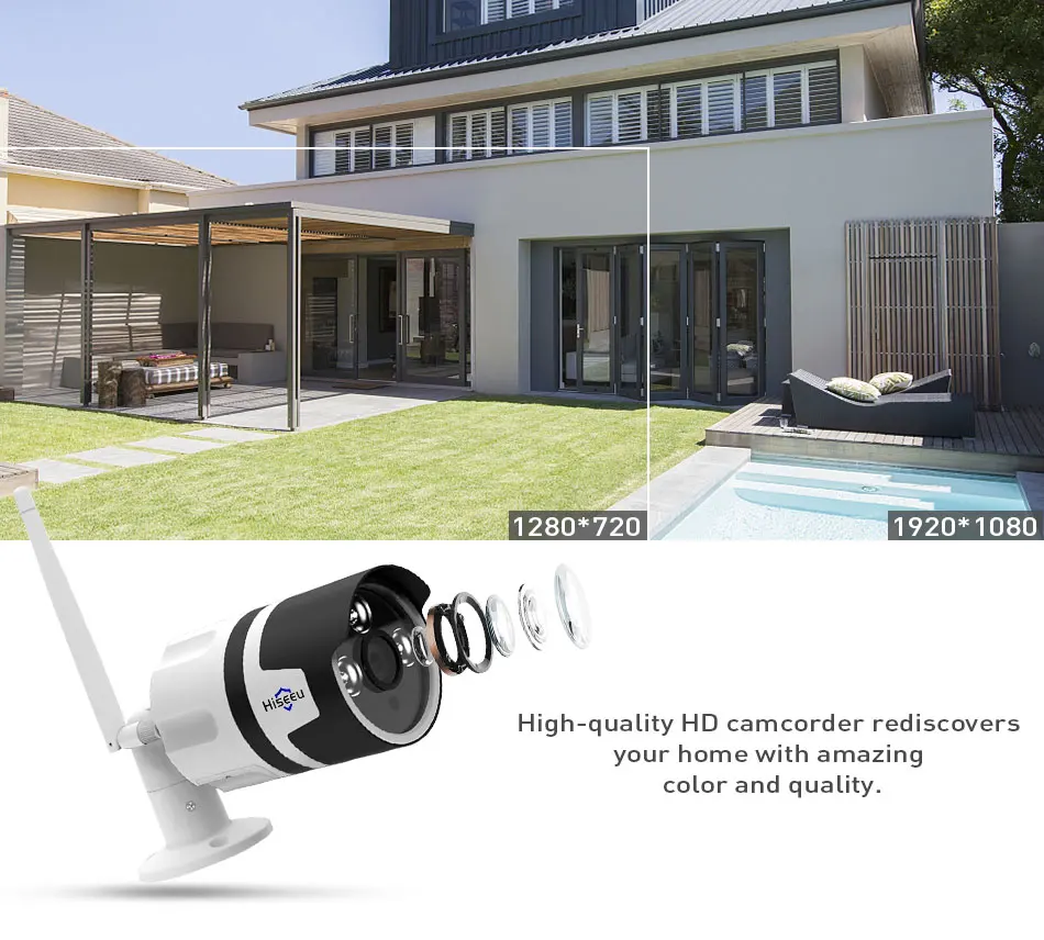 Hiseeu Wifi наружная ip-камера 1080 P 720 водостойкая 2MP домашняя беспроводная камера
