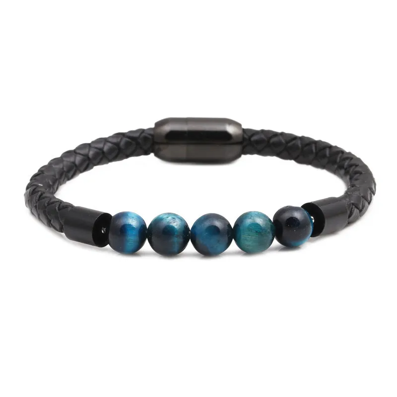 6 цветов тигровый глаз камень бусины нержавеющая Магнитная защелка браслеты шарм