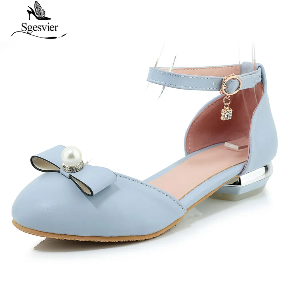 

Sgesvier 2019 Wedding Bride Party Ladies Low Heel Shoes Summer Bowtie Ankle Strap Chunky Heels Womens Summer Sandals G348