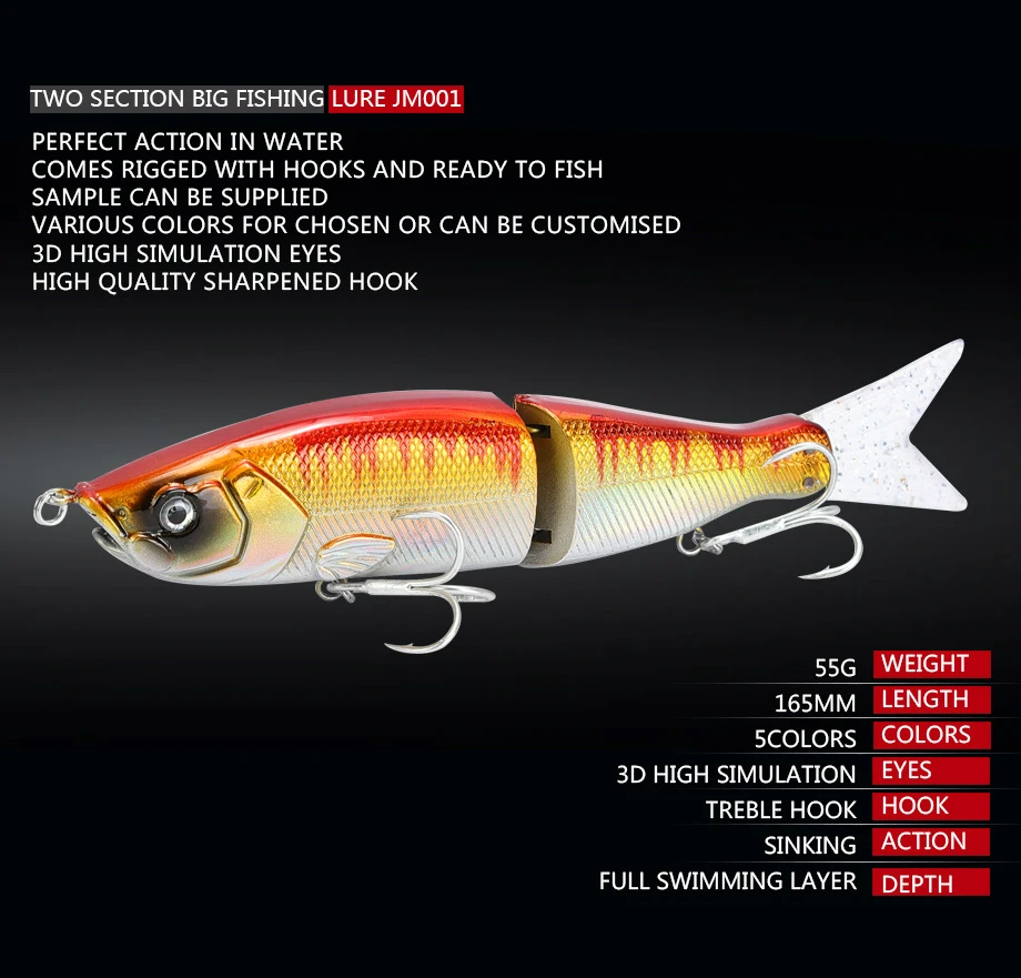 Японская приманка dubbele sectie Vis Aas Minnow 16 5 см/55 г искусственная жесткая для рыбалки 3D