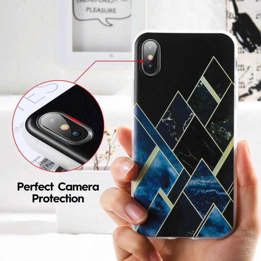 KISSCASE роскошный геометрический мраморный стильный чехол для iPhone X XS Max Xr Мягкий