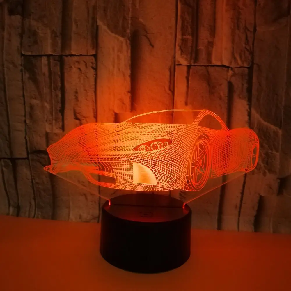 Новый автомобиль спортивный моделирование 3D ночник красочный сенсорный Usb
