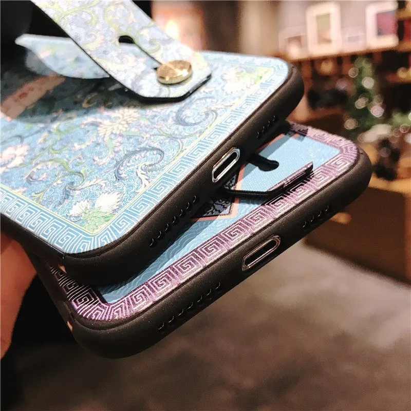 Flowers Wrist Strap Soft Tpu Phone Case For iphone 7 6 8 Plus X Xs Max Xr Flower Embroidery Pattern Cover | Мобильные телефоны и