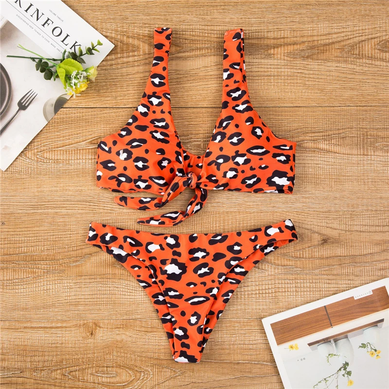 

Women Summer Swimwear 2019 Sexy Padded Leopard Printed Bikini Set Swimsuit Bandage Push-up Triangle Bathing Suit Maillot De Bain