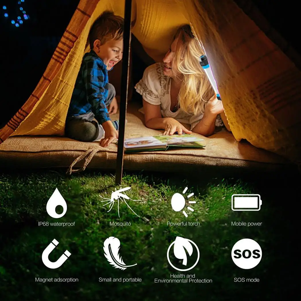 Outdoor Camping Emergency Waterproof LED Light IP68 5200mAH 5V/1A Mosquito 3W Repellent Lamp 6 Files | Лампы и освещение
