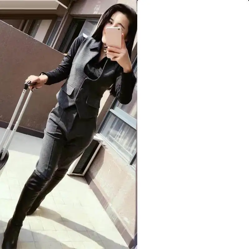 Slim Fit 2018 2 Dresy Damskie Vetements Clothes Tracksuit Winter Hiver women Uzun Tops Coat And Pants Trousers Two Pieces Set |