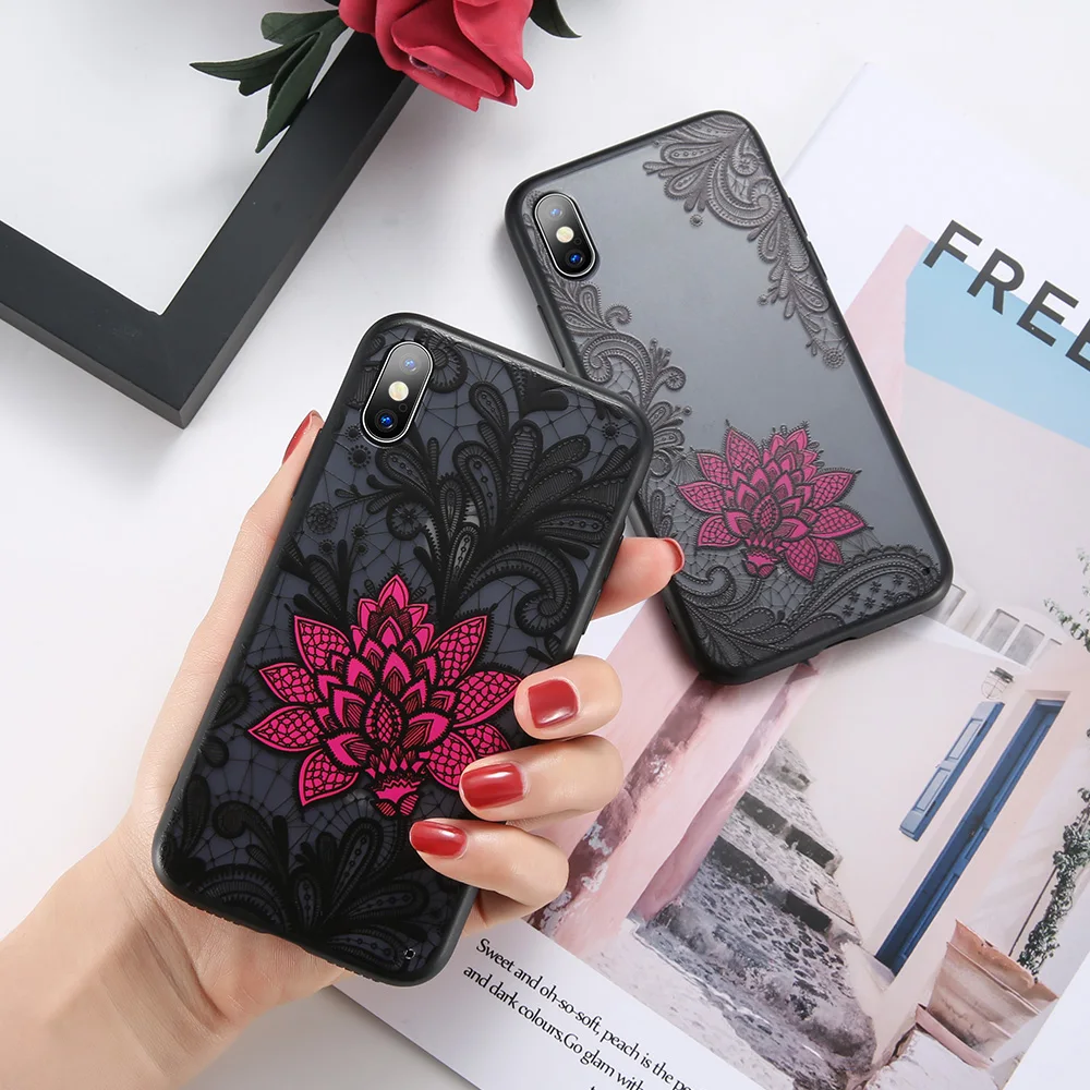 KISSCASE чехлы для телефонов Samsung S9 Note 9 S8 Plus S6 Edge S7 чехол с розовыми цветами черный