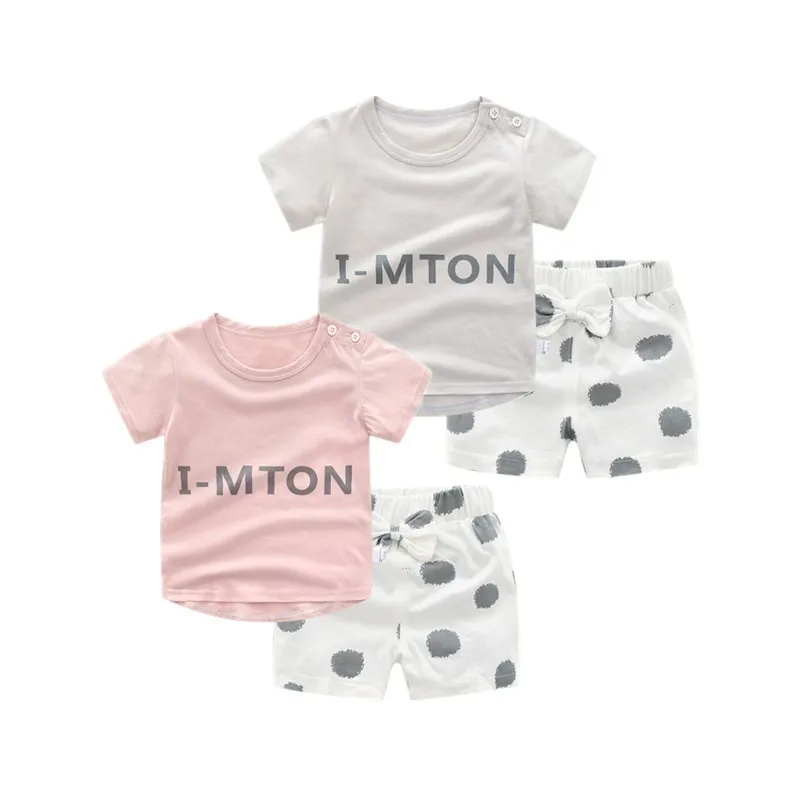 Корейский детский костюм с короткими рукавами комплект из 2 предметов футболка