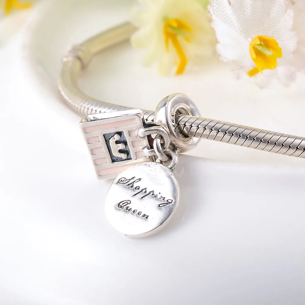 Devolove 925 стерлингового серебра королева шоппинга сумка кулон Бусины fit Pandora