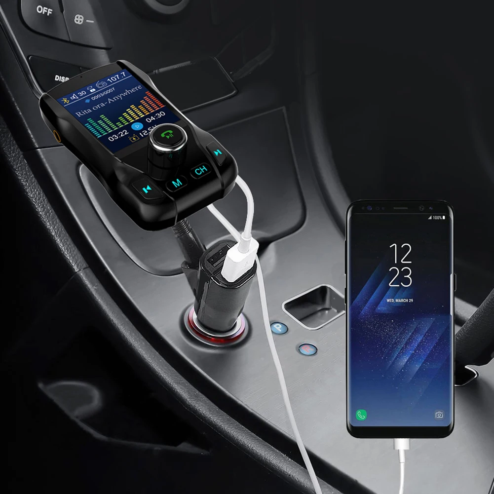 Автомобильный беспроводной FM передатчик Bluetooth 3 0 вращающийся на 360 градусов MP3