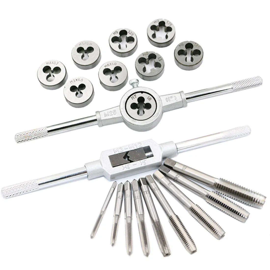 

Hot 20pcs Alloy Steel Tap & Die Set with Small Tap Hand Tools and 1/16-1/2 Inch NC Screw Thread Plugs Taps Hand Screw Taps