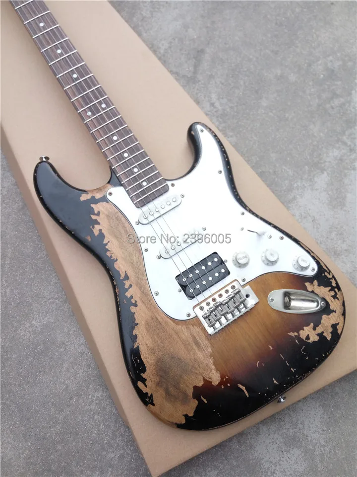 Горячая Распродажа гитара master build relic st винтажный sunburst профессиональный
