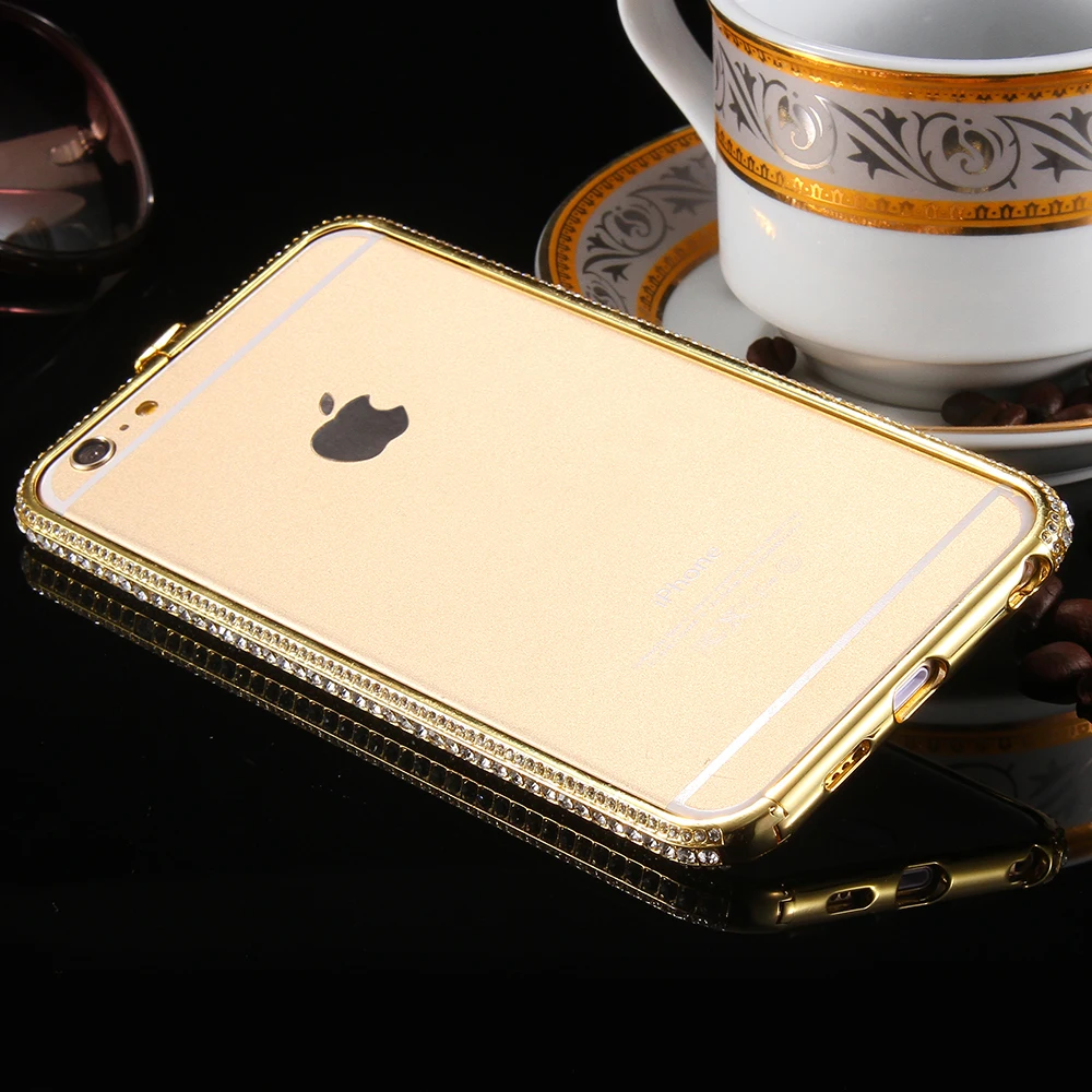 KISSCASE Блестящий горный хрусталь бампер для iPhone 6 6s 7 8 Алюминиевый чехол телефона Plus