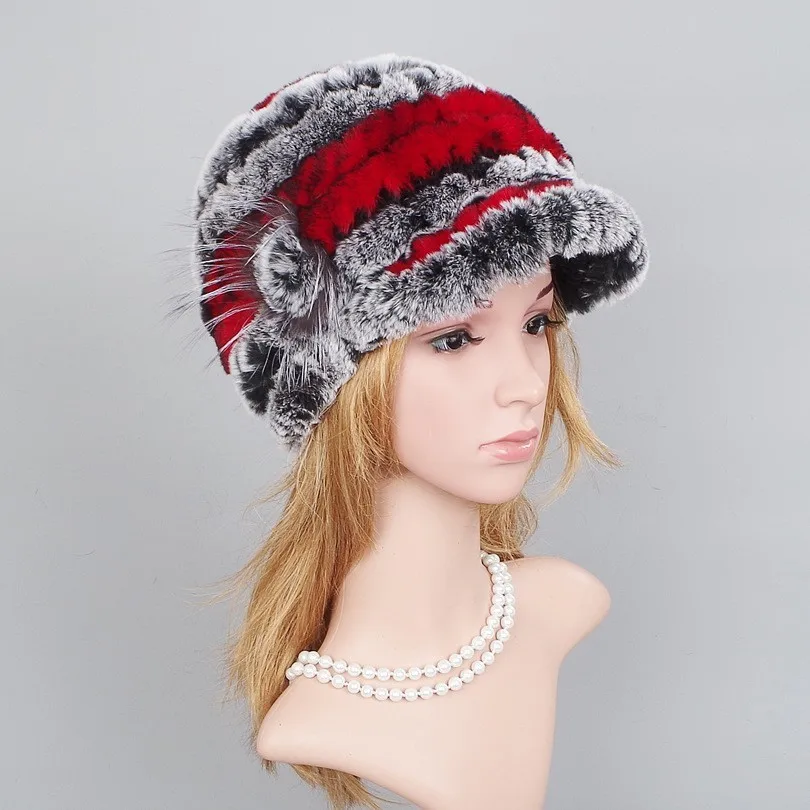 Эластичные вязаные шапочки из меха кролика рекс Настоящий мех шапка 100%