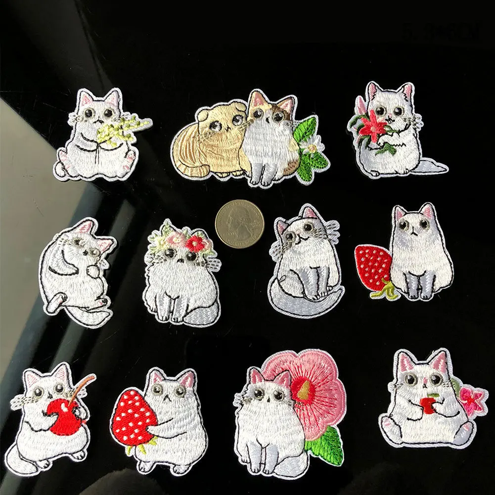 Нашивки с вышивкой Kawaii Totoro забавная аппликация в виде кошки детские блестящие