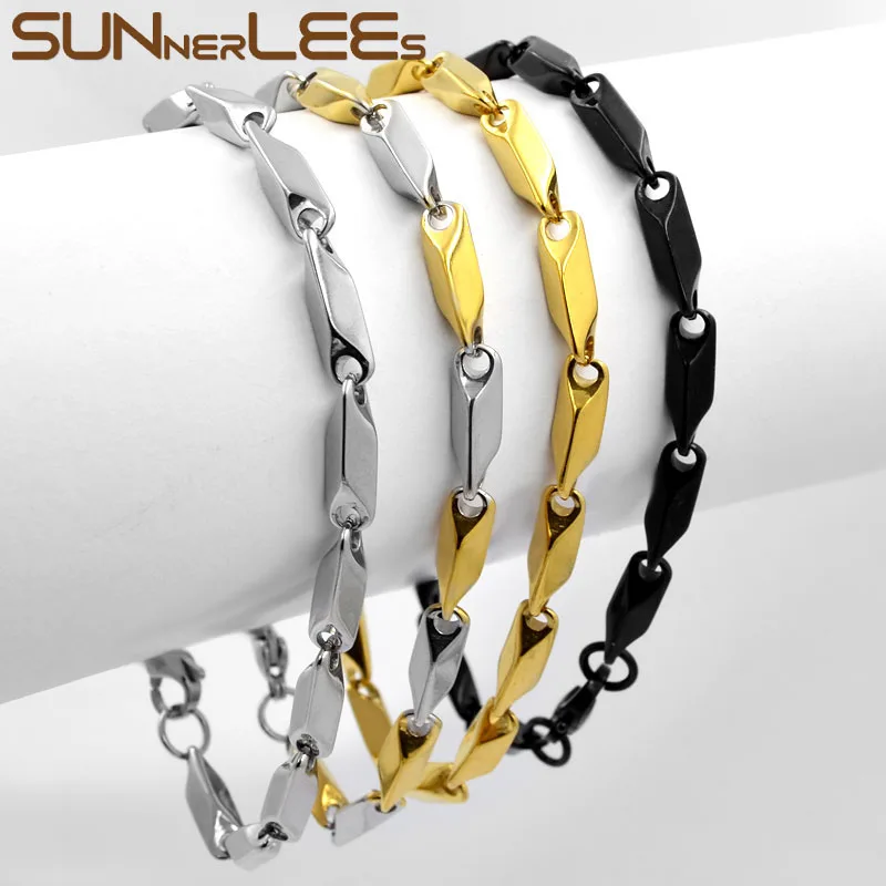 SUNNERLEES 316L браслет из нержавеющей стали 3 ~ 5 мм геометрические звенья цепи