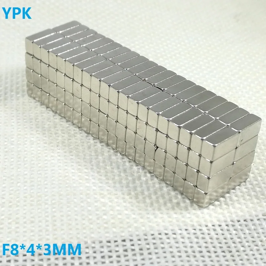 100 шт./лот N35 прямоугольные магниты 8x4x3 супер сильный мм неодимовый редкоземельный