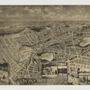 Старая карта винчестера Массачусетс 1898 Middlesex County плакат печать (18x24)|Таблички и