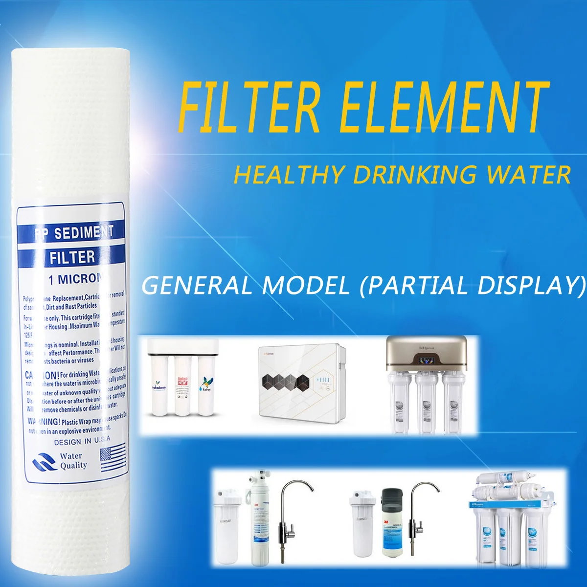 

25Pcs 1/5 Micron Sediment Water Filter Purifier Cartridge Reverse Osmosis PP Cotton 10 Inch Filter Element Ultra Filtration