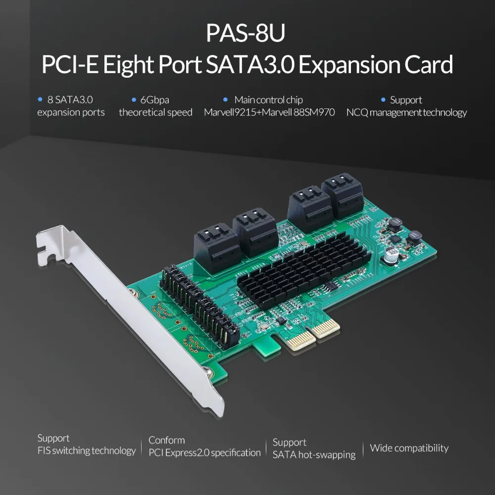 Orico 8 портов Sata 3 0 Pci-E X1 к Usb3.0 Экспресс-карта расширения Usb Ncq протокол 6 Гбит/с