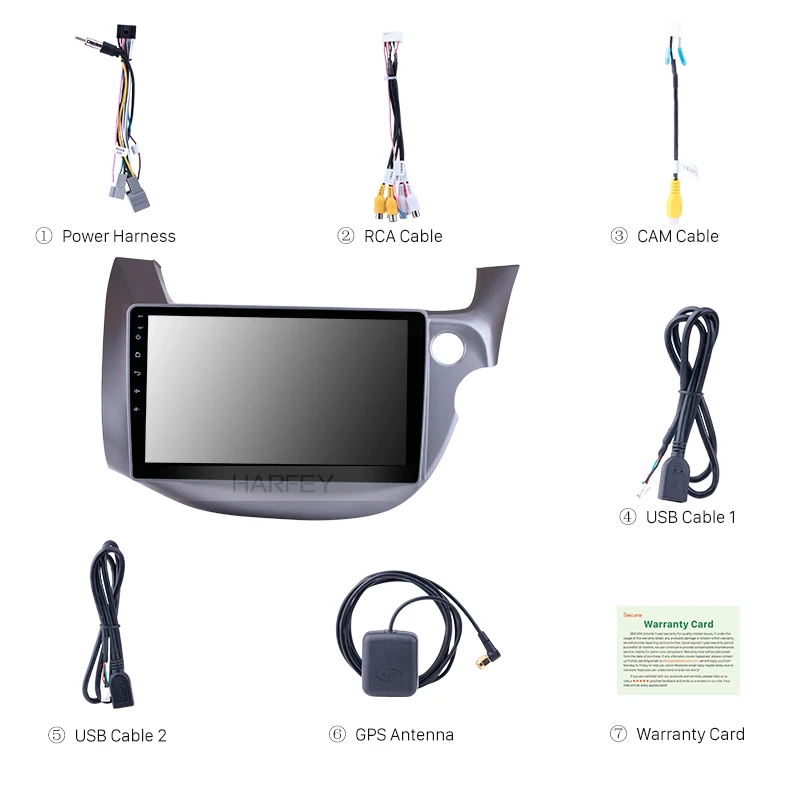 Головное устройство Harfey с сенсорным экраном GPS навигация для HONDA FIT JAZZ RHD Android 2007 2013