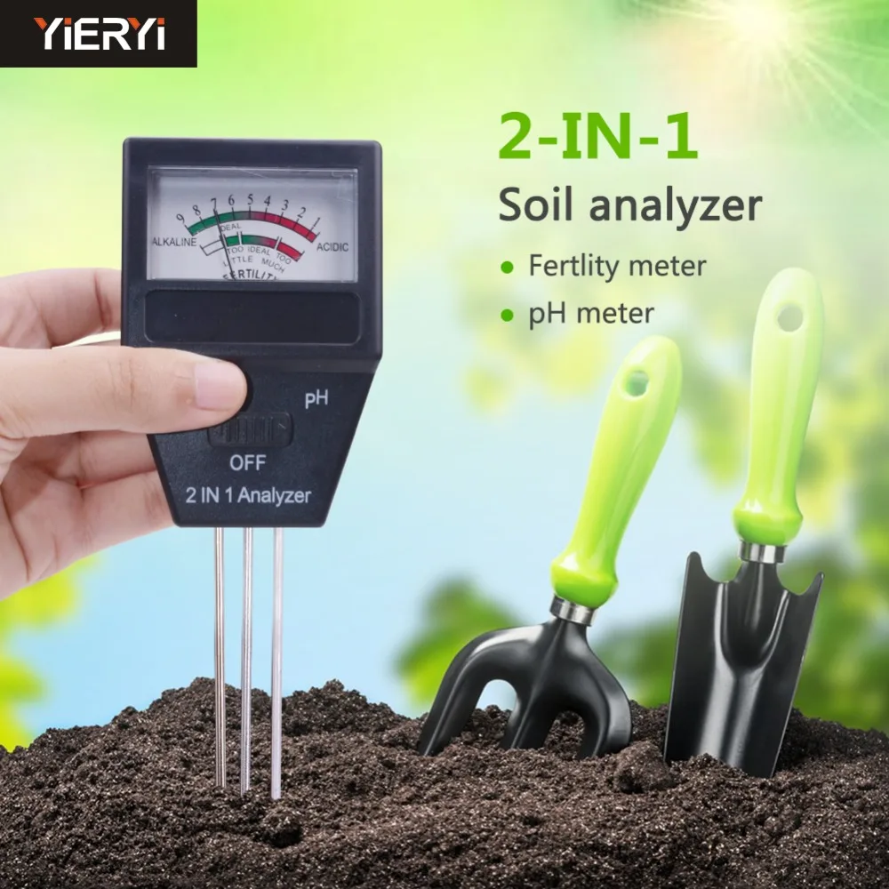 New Gardening Tools 2 in 1 Soil PH Meter& Fertility Tester With 3 Probes Ideal Instrument For Gardening Free Shipping