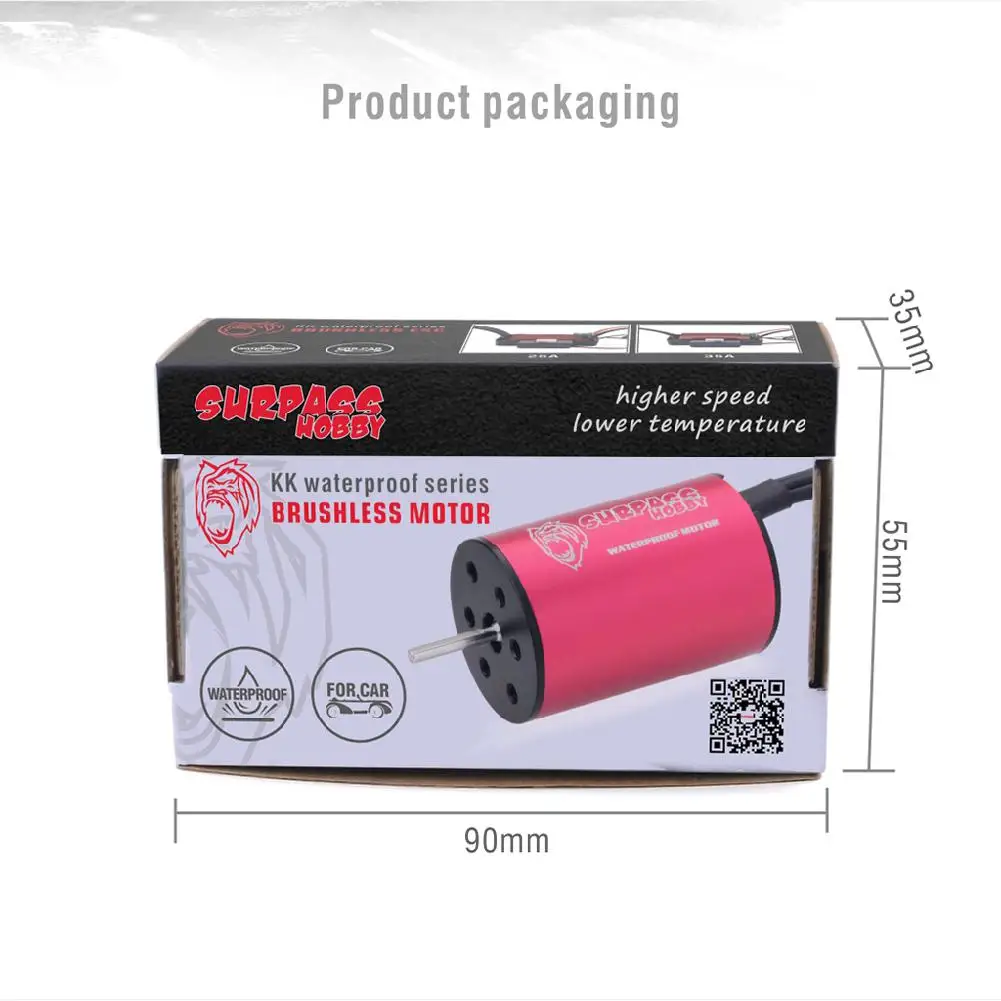 

RCtown Surpass Hobby 2435 4500/4800kv 2s 1/16 1/18 Waterproof RC Car Motor