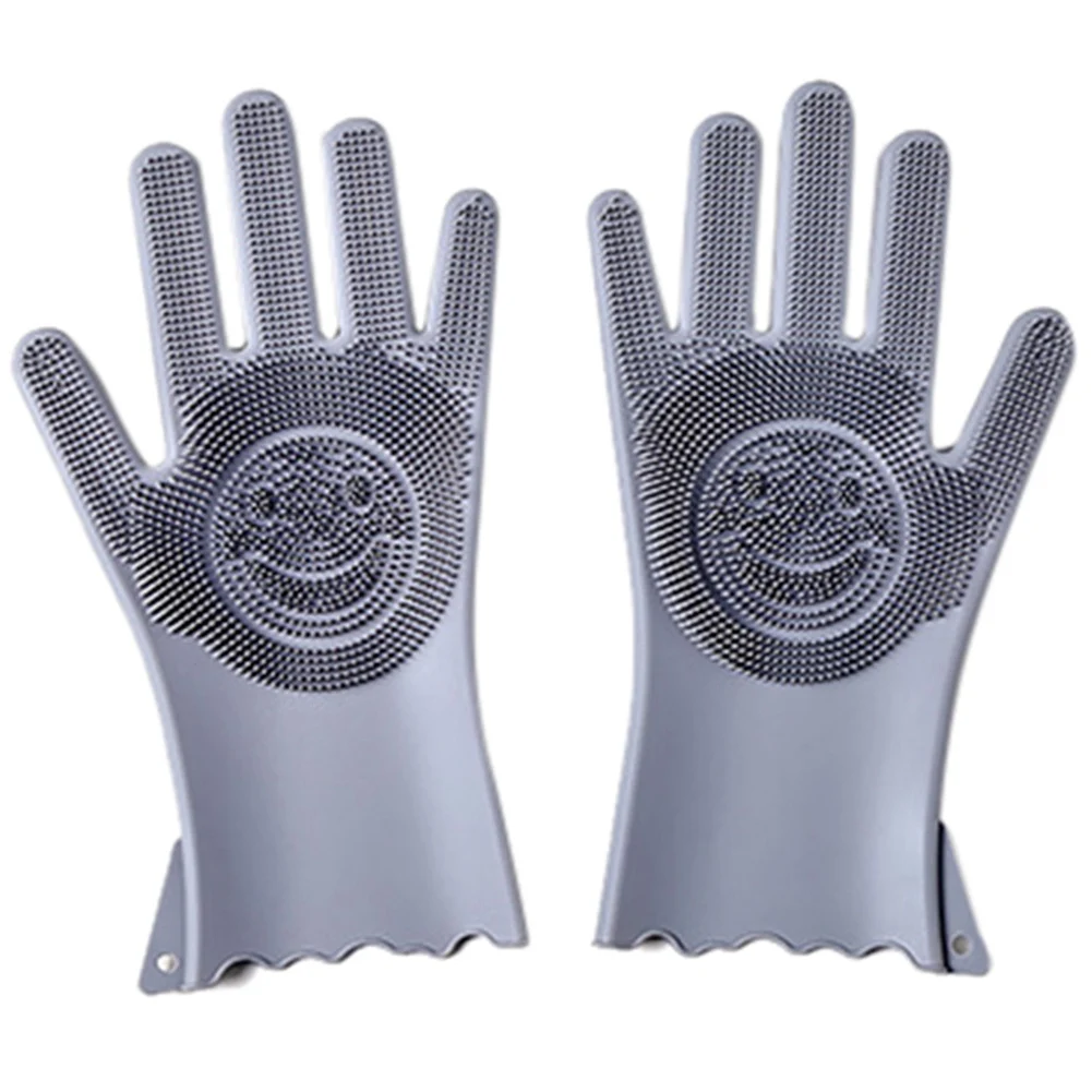 Reusable Silicon Dish Scrubber Rubber Cleaning Gloves Food Grade Sponge Dishwashing Brushs Magic Silicone | Дом и сад