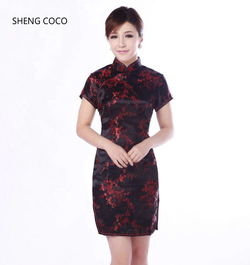 SHENG COCO традиционное китайское платье Mujer Vestido женское атласное Qipao Мини Cheongsam