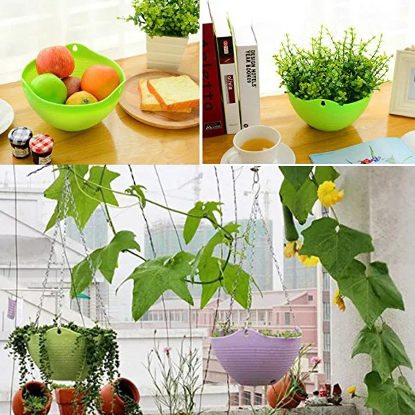 AFBC 6pcs Hanging sown baskets indoor / outdoor hanging pots plant holding hooks home decor - mixed color | Дом и сад