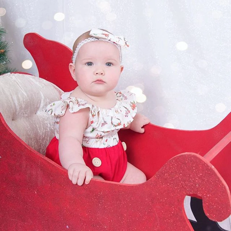 Kids Baby Girls Sister Matching Christmas Clothes Xmas Print Sleeveless Bodysuit&ampLace Dress Party Princess Fashion Outfit Set | Мать и