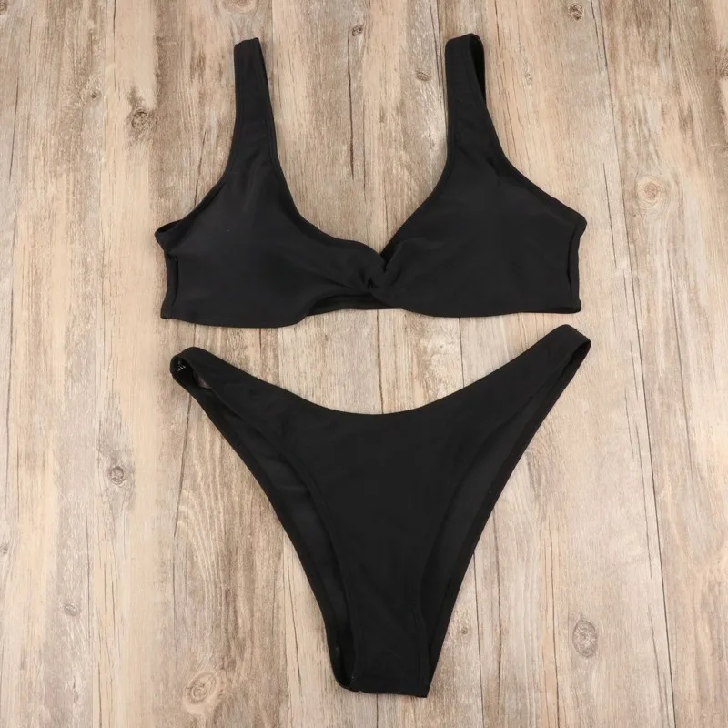 Sexy High Cut Swimwear Padded Bandage Push Up Bikini Set Female Solid Swimsuit Women Low Waist Bathing Suit Ladies Beach Biquini |