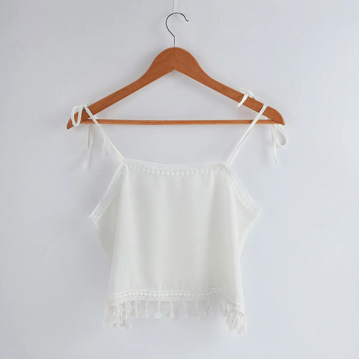 Майка женская летняя однотонная без рукавов с бахромой|Майки| |