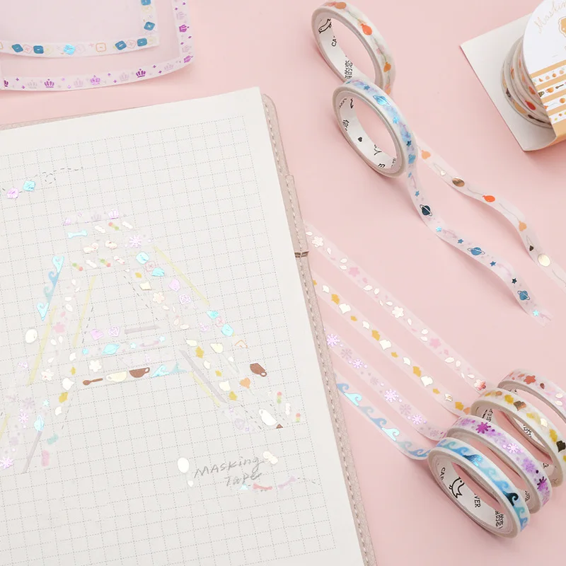 4Pcs Cute Bronzing Washi Tape Kawaii Mini Masking Decorative Adhesive For Kids DIY Scrapbooking Diary Photos Albums | Канцтовары для