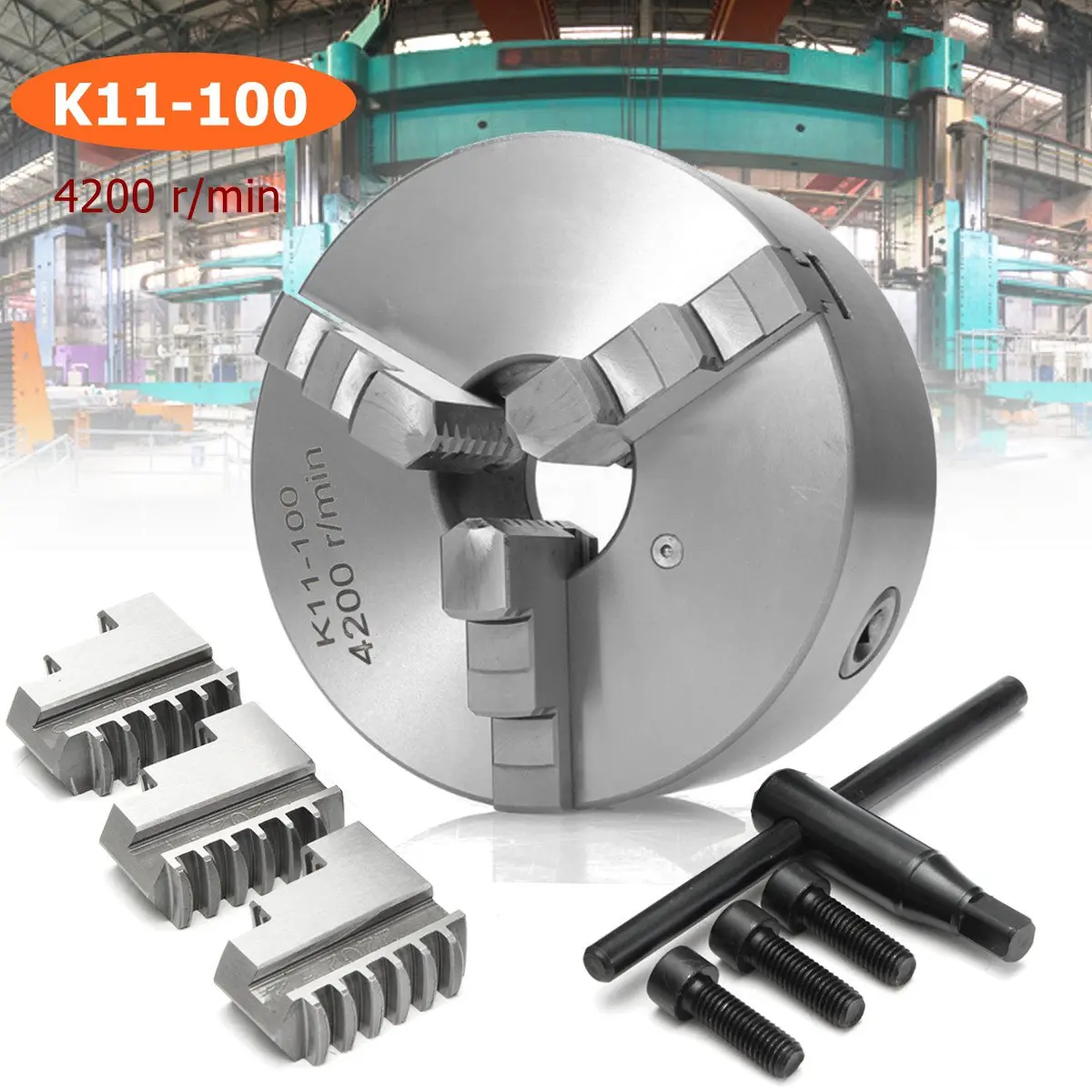 SANOU K11-100 токарный патрон 100 мм 3 кулачковый ручной патрон Самоцентрирующиеся части токарного станка