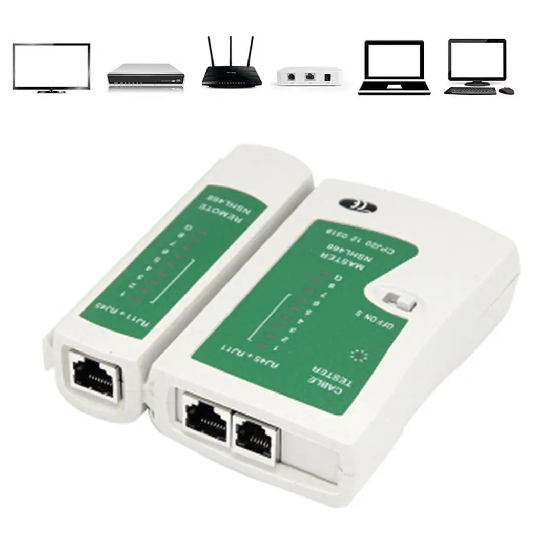 Многофункциональный сетевой инструмента тестирования RJ45/RJ11 кабель Белый