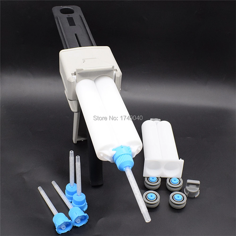 

Glue Gun 50ml 1:1 Manual Caulking Gun Applicator Glue Adhensive Dispenser w/Empty Dual-Barrel Cartridge and Static Mixing Nozzle