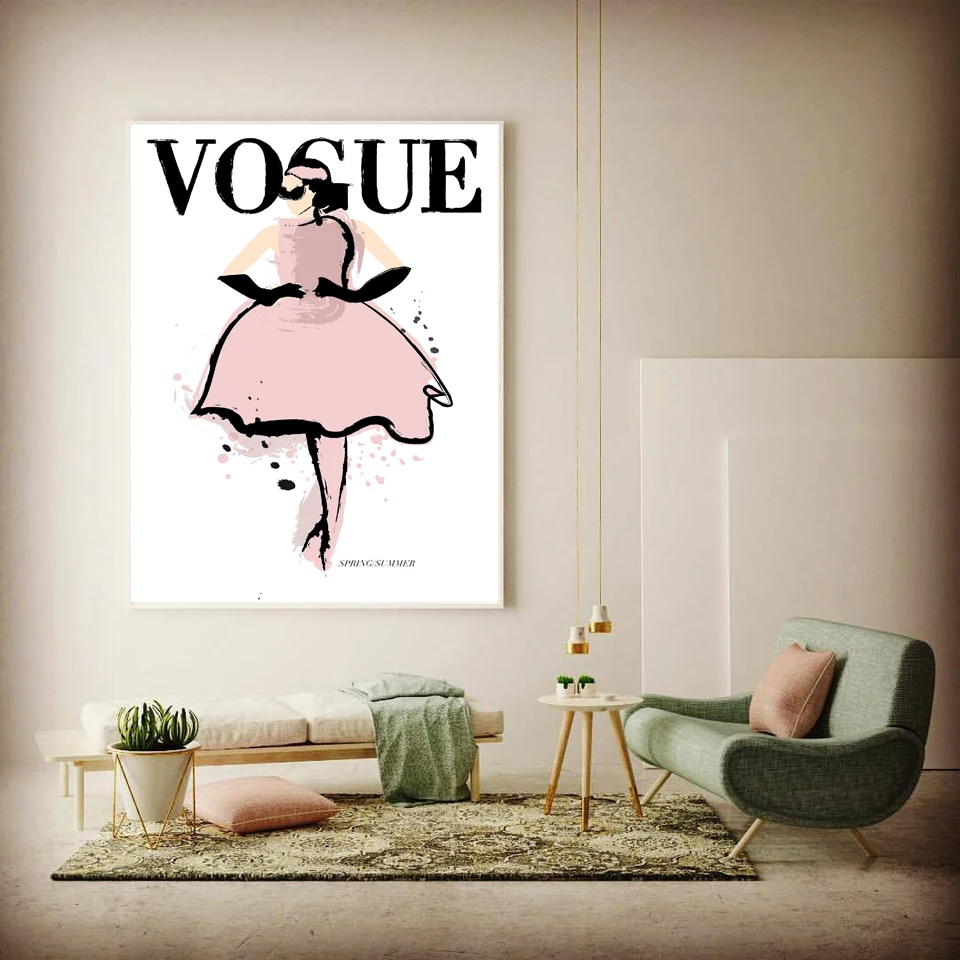 Модный плакат в виде книги Vogue Girl Pink Gin настенная Картина на холсте скандинавские