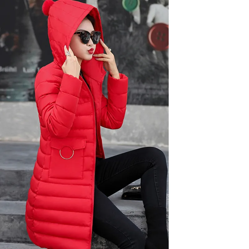 Новинка 2018 зимняя куртка на пуху из хлопка Женское пальто женская однотонная