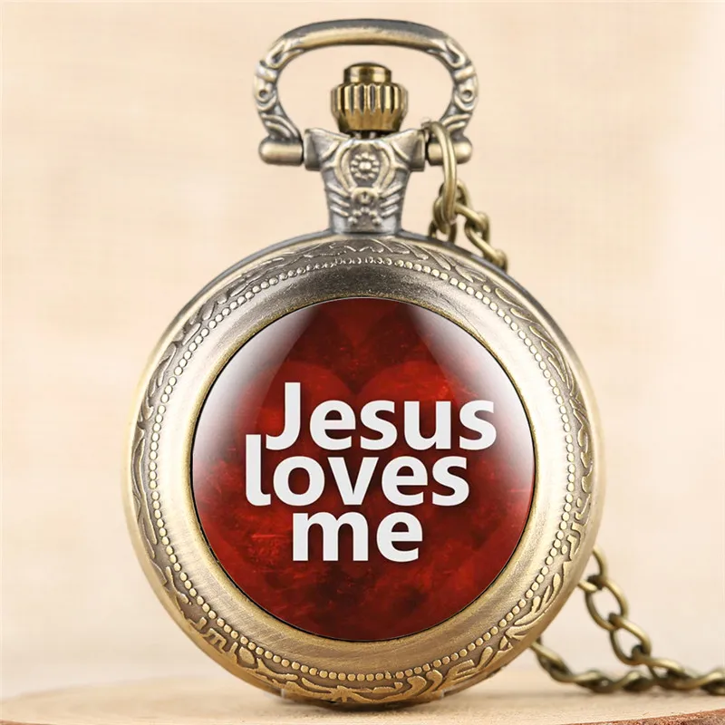 Кварцевые карманные часы серии Jesus Love Me ретро для мужчин и женщин Специальные