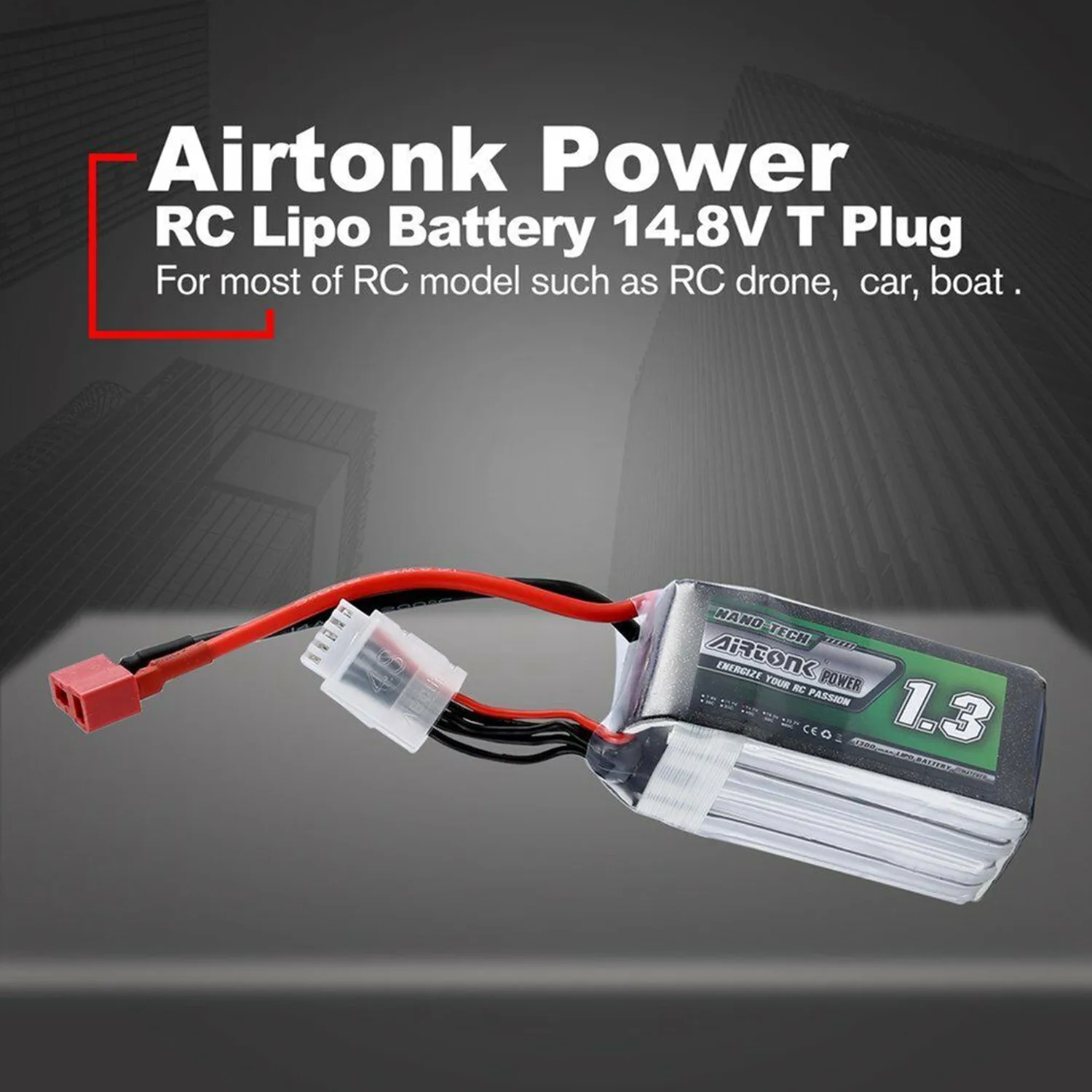 Airtonk 14 8 V 1300Mah 30C 4S 1P Lipo батарея T вилка для Радиоуправляемый Дрон автомобиль |