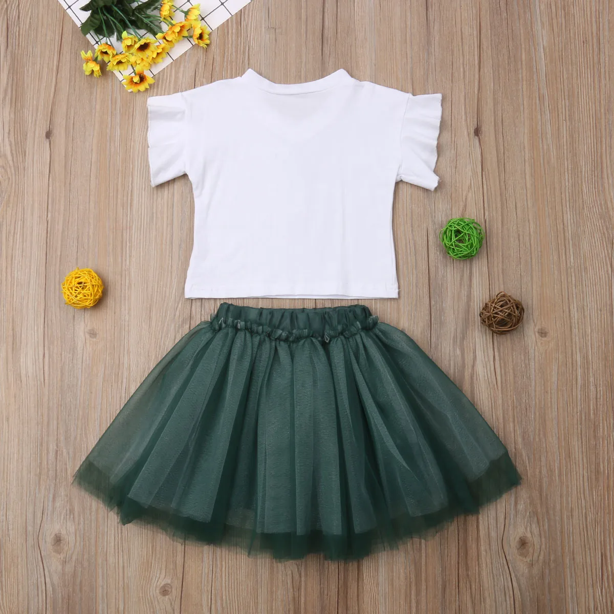 Little Girls Pineapple Skirt Clothes Set Toddler Baby Kids Girl Pineapples T-shirt Tops Tutu Tulle Skirts Outfits 0-5T | Детская одежда
