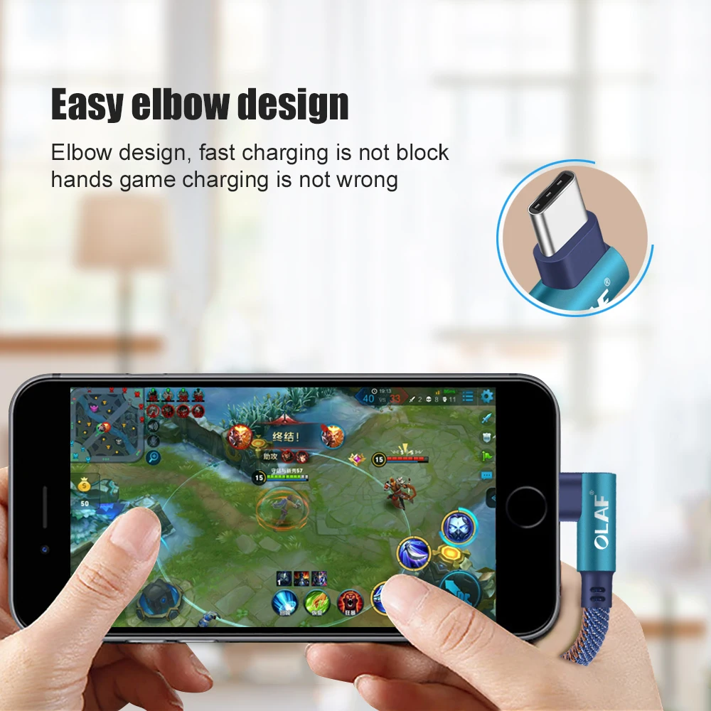 Кабель USB Type-C Olaf кабель с углом 90 градусов для Samsung Galaxy S9 S8 Plus Note 8 зарядное