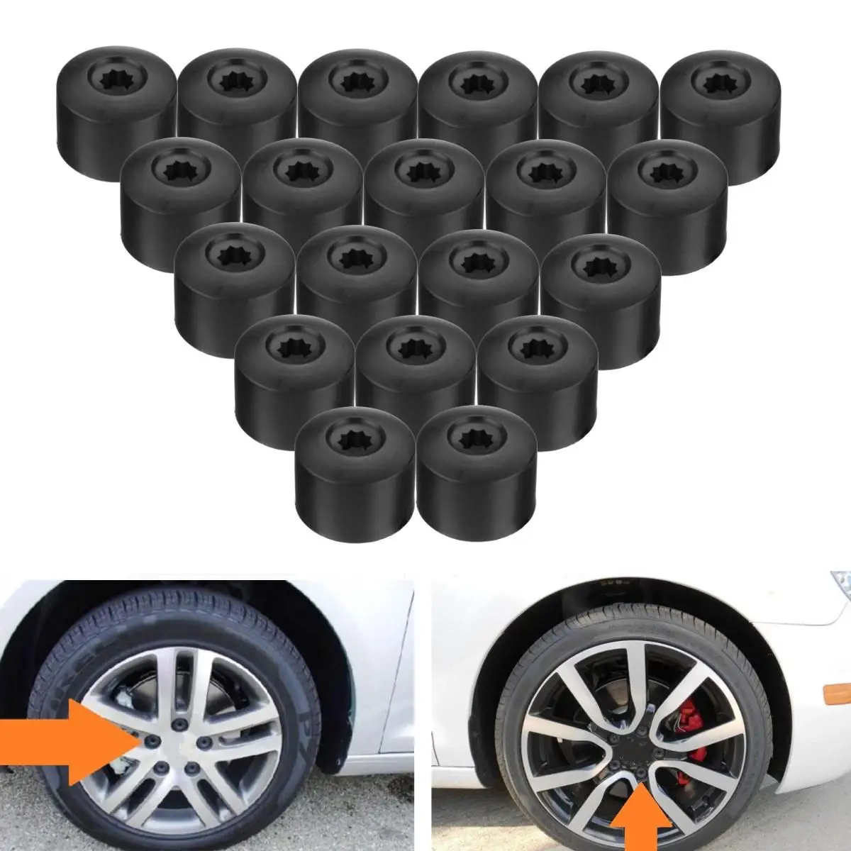 20x черная Автомобильная колесные гайка с болтом крышки пластиковые для Volkswagen для VW Passat Golf для Polo Tiguan Jetta