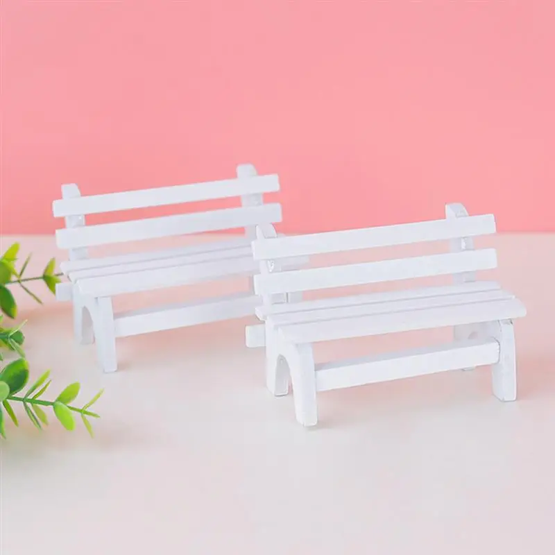 2 шт. белый деревянный микро миниатюрный маленький Пейзаж орнамент двойной стул