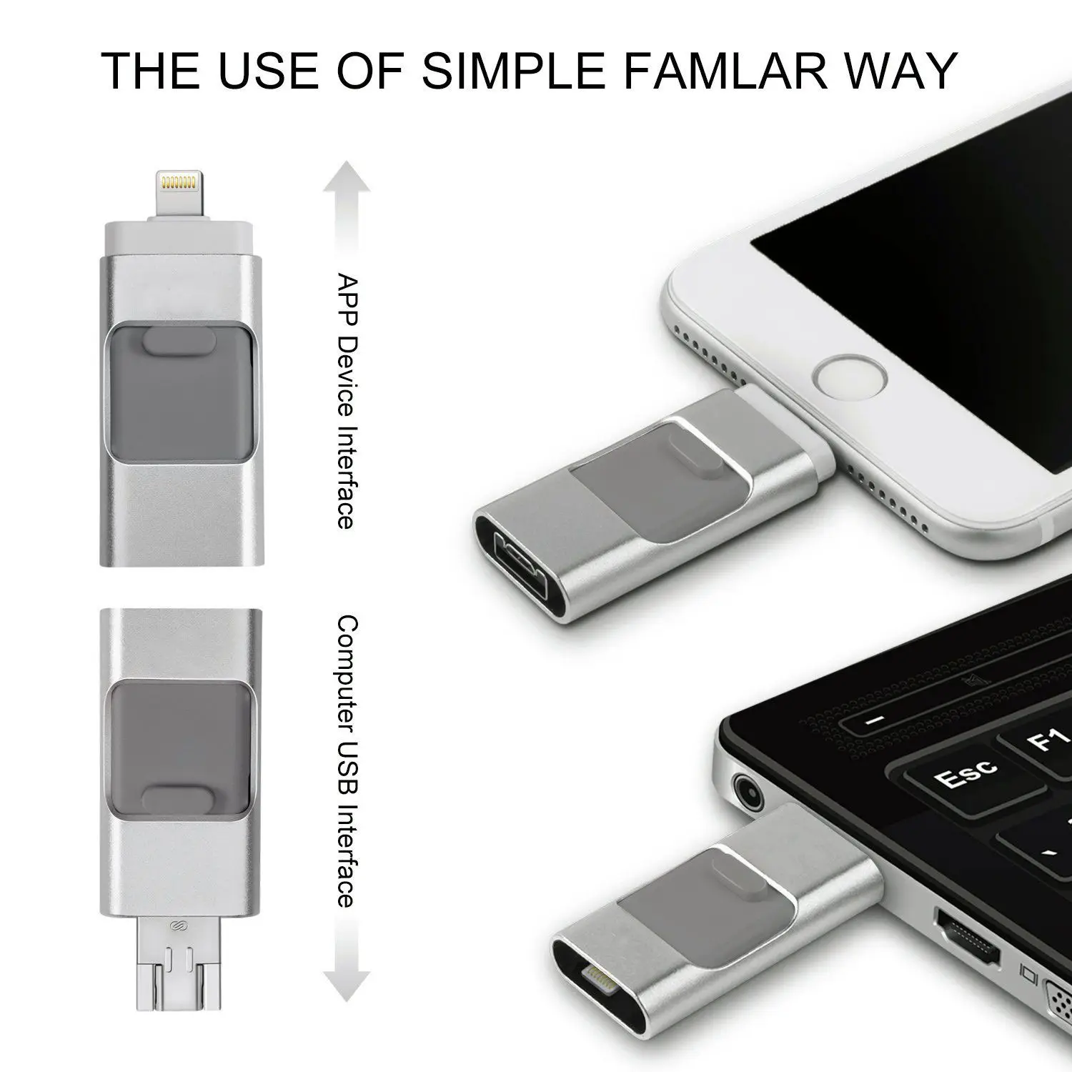 OTG USB Flash Drive For Apple iPhone iPad iPod Mobile Disk Business Stick Pen Drive(Silver) | Компьютеры и офис