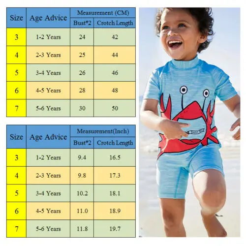 Одежда для купания маленьких мальчиков 2 шт. защитный костюм с рисунком краба