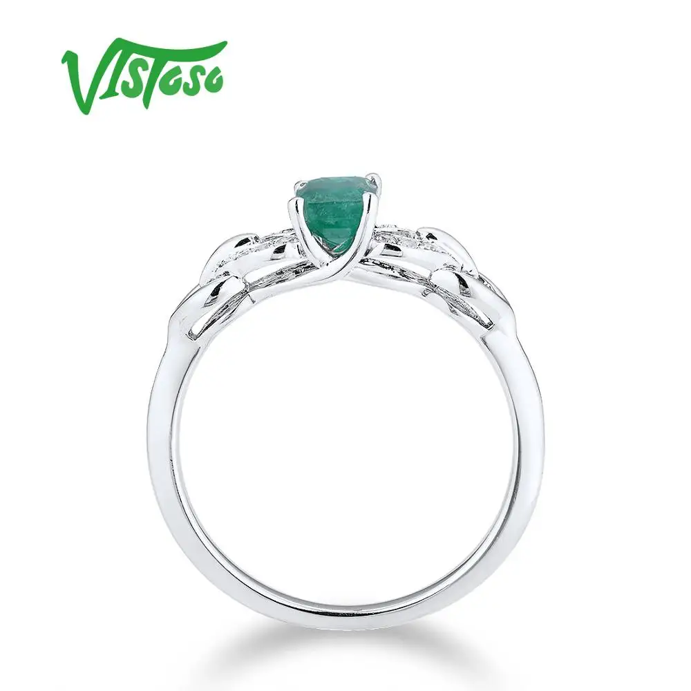 VISTOSO Pure 14 K 585 кольца из белого золота для женщин кольцо сверкающие алмазные